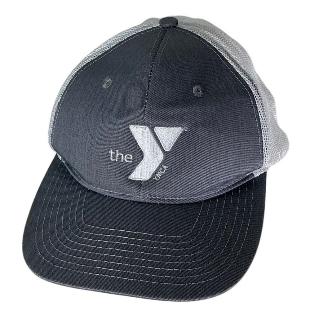 YMCA Gray White Trucker Hat Cap Adjustable‎ Adult Logo Baseball